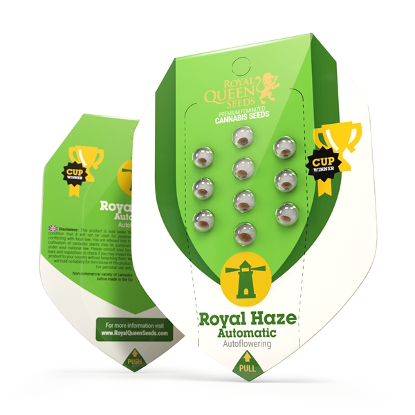 royal-haze-autofiorente-pacco pacco della pianta di cannabis royal haze autofiorente della royal queen seeds su weed therapy