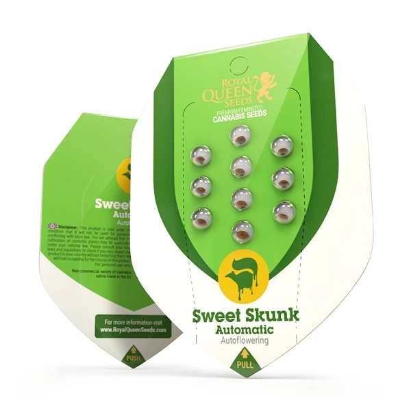 sweet-skunk-autofiorente-pacco pacco della pianta di cannabis sweet skunk autofiorente della royal queen seeds su weed therapy