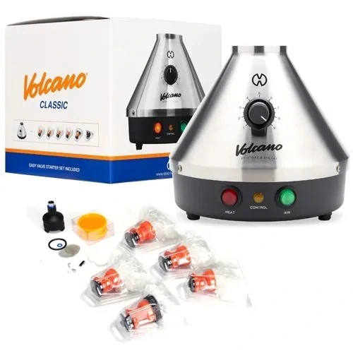 vaporizzatore-da-tavolo-volcano-classic-storz&bickel-confezione scatola e pezzi Vaporizzatore da tavolo volcano classic di storz & bickel