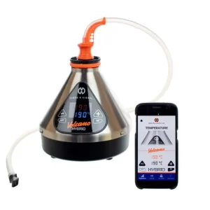 applicazione e Vaporizzatore da tavolo volcano hybrid di storz & bickel silver con narghilè